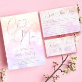 Modern pastel roze wolk negen Vrijgezellenfeest re Informatiekaartje