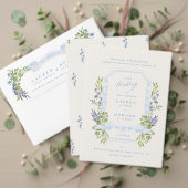 blue and greenery all in one RSVP DETAILS wedding Kaart (Personaliseer deze collectie van deze onafhankelijke maker. Test)