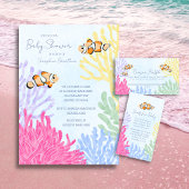 Ocean Clown Fish Baby shower Diaper Raffle Informatiekaartje