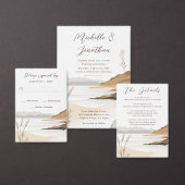 Coastal Chic Beach Waterverf Landschap Wedding Kaart (Personaliseer de collectie van deze zelfstandige maker.)