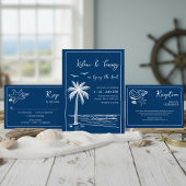 Coastal Blues Palm Tree Beach Wedding  Kaart