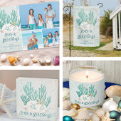 Kuststrand ZEEEN en koudebanden Turquoise Glitter Feestdagenkaart