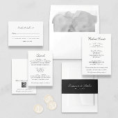 Eenvoudig Classic Elegant Zwart-wit Script RSVP Kaartje