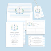 Elegante Kust Monogram Trouwdouche Party Papieren Bordje