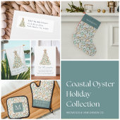 "Seas & Greetings" Beach House Christmas Oyster Snijplank