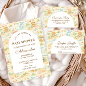 Coastal Pastel Animals Baby Shower Kaart