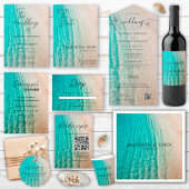 Op het strand typografie foto QR code bruiloft Kaart
