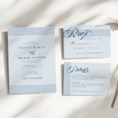 Elegante kust blauwe streep bruiloft menu