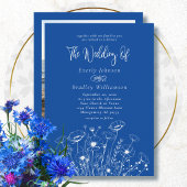 Koninklijk Blauw Witte Monogram Bloemaccent Adres Etiket