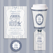 Book Insert Coffee Brewing Brunch Blue Baby Shower Informatiekaartje