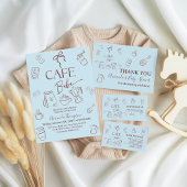 Coffee Theme Blue Bow Cafe Bebe Boy Baby Shower Papieren Bordje
