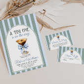 Koffiethema Espresso Martini Blue Bow Baby shower Papieren Bekers