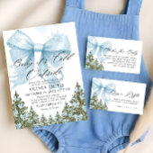 Winter Blue Bow Baby shower Mom-osa Bar Poster
