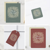 ilustración hojas abeto corona de Navidad verde Cadeaulabel