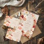 Moderne waterverf terracotta bordeauxrood bloesem kaart