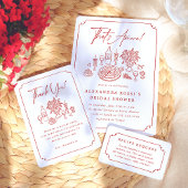 Whimsical Hand getrokken Pizza & Wijn Vrijgezellen Kaart