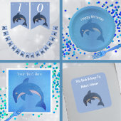 Donkerblauw Wit Jumping Dolfijnen Faux Glitter Loo Sticker