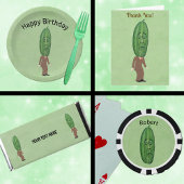 Funny Man Big Green Pickle Head Face in Suit Green Bier Etiket