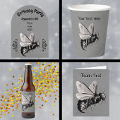 Botten van de grote Gothic Bee Skull op Wings Grey Feesthoedjes