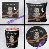 Verjaardag Uil Blauw Ketting Sterren Maan Kaart