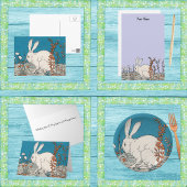 Outline Tekening van Zittend Schattige Konijnkonij Rubberstempel