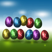 Colorful Happy Easter Eggs Satijnen Lint