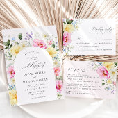 Boho Arch Kleurrijke Floral Spring Elegant Bruilof Kaart