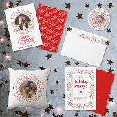 Berry en bladarch met kleurrijke kerstfoto feestdagenkaart