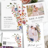 Kleurrijke monogram bloemen save the date