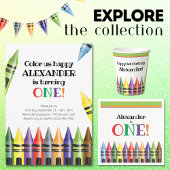 Crayon 1e verjaardag groene foto dank u kaart