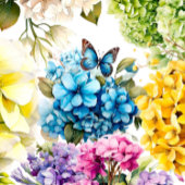 Kleurrijke Hydrangea en Vlinder Trouwtafel Plaatskaartje