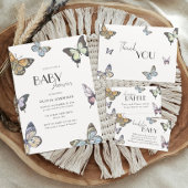 Butterfly Hoe groot is mama's buik Baby shower Informatiekaartje