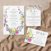 Kleurrijke Wildflowers Wedding Details QR Code Informatiekaartje (Personaliseer de collectie van deze zelfstandige maker.)