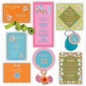 Kleurrijke Mod Borduurwerk RSVP-responskaarten Kaart