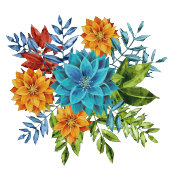 Kleurrijke moderne bloemen ronde sticker