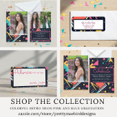 Kleurrijke jaren 80 Retro Bright Afstuderen Aankon Kaart