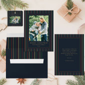 Kerst Strepen Foto Feestdagenkaart