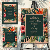 Kleurrijk Exotisch Hawaiiaans Tropisch Huwelijk mo Papieren Bordje