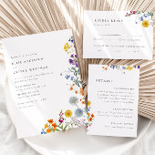 Kleurrijke  Wildflower bruiloft Kaart