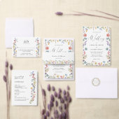 Elegante Wildflower Bloom Romantisch Script Bruilo Vellum Uitnodigingen (Personaliseer de collectie van deze zelfstandige maker.)