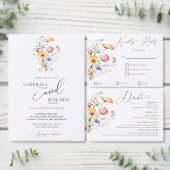 Waterverf Meadow Wildflower bruiloft achtergrond Wandkleed (Personaliseer de collectie van deze zelfstandige maker.)