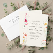 Kleurrijke Wildflower Cream Wedding QR-code Kaart (Personaliseer deze collectie van deze onafhankelijke maker. Test)