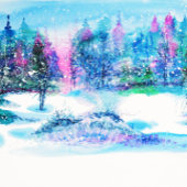 Elegant Winter Forest Waterverf Kerstmis Folie Feestdagenkaart