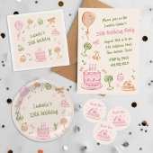 Schattigee grillige hand-getekende Verjaardagstafe Confetti