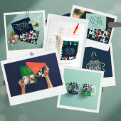 Colorful bright Noel Kerstgeometrisch script Vierkante Sticker