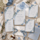 Blauwe Hortensia Save the Date Kaart