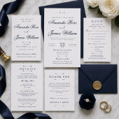 Navy Minimal luxe trouwkaart sjabloon