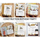 Dump Trucks Construction Party Boy 1st Birthday Kaart