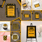 Bouw Geel & Zwart Baby shower Informatiekaartje