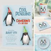 Twee Cool Pinguins vieren kind's verjaardag Papieren Bordje